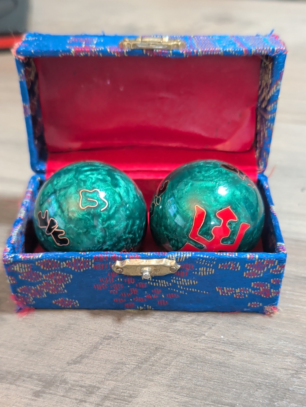 Vintage 90's Green Baoding Stress Relief Balls Set